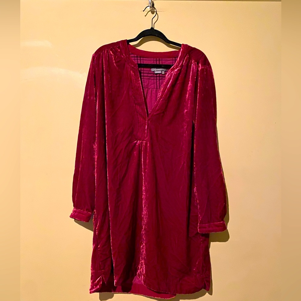 Anthropologie Red velvet tunic dress